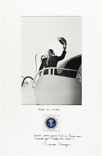 REAGAN, RONALD. Three Photographs Signed and Inscribed.